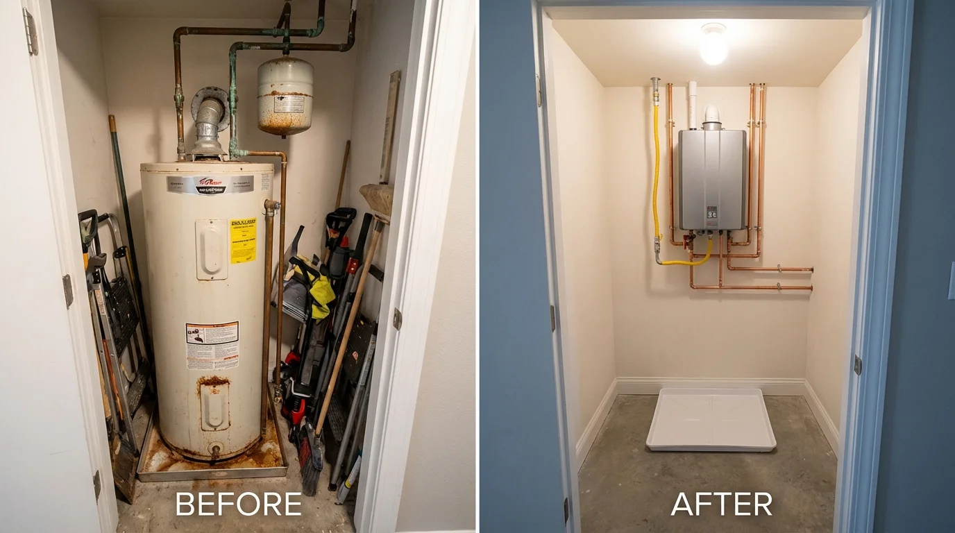 Tank water heater versus wall-mounted tankless unit comparison for Independence, OH homeowners
