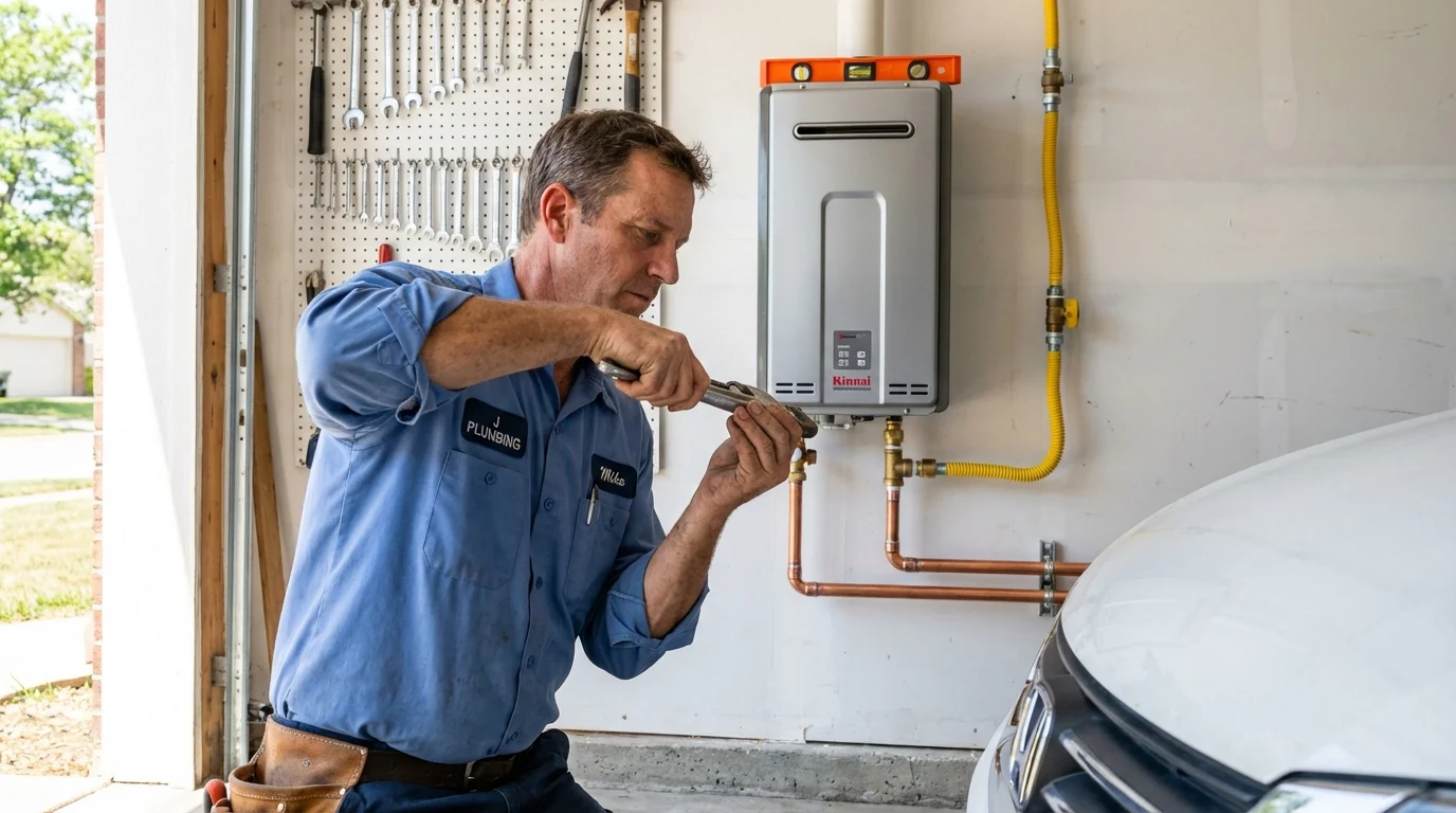 Tankless water heater installation by a Johns Plumbing LLC plumber in Independence